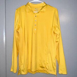 Peter Millar Women's Yellow Wicking Long Sleeve Polo Shirt Size L